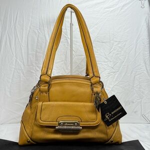 B Makowsky Large Derby Satchel Nutmeg NWT Mustard, Soft Leather, Pockets Galore